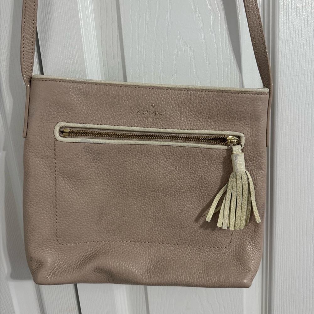 Kate Spade Blush Pink Crossbody Bag with Leather Finish and Tassel